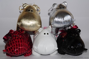 Кожанные игрушки для дизайна интерьеров. Бегемотики Бугги. #926962