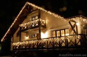 Праздничное новогоднее оформление, оформление зданий гирляндами #981103