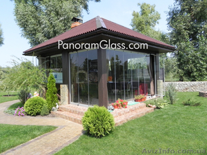 Безрамное остекление ресторанов,  кафе,  беседокот производителя PanoramGlass  #995751
