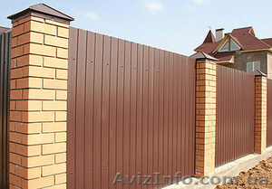 Изготовление,  установка,  забора из проф. листа,  кирпичная кладка #990837