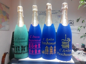 Нанесение флока,  Бархатное новогоднее шампанское #1008958