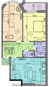 2 ком. квартира на Днепровской наб #1023813