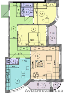 3 ком. квартира без комисии на Днепровской наб #1023823