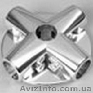 Соединитель 5-и труб с четырьмя полкодержателями,  хромированный фиксированный 58 #1018598