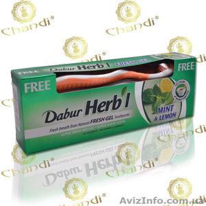 Паста-гель с лимоном и мятой,  Dabur + зубная щетка в подарок! #1028126