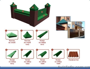  Колпаки на столбы,  отливы заборов - производство, продажа, монтаж. #1041558
