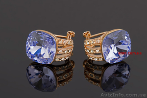 серьги  элитная бижутерия,  18 карат покрытие золотом,   австрийские кристаллы,  бе #1054563