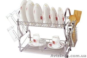 Сушилка хромированная для посуды стальная 1-о и 2-х уровневая.  #1092991