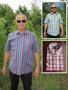 Мужская рубашка в клетку с коротким рукавом. #1096240