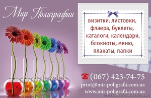 Типография Мир Полиграфии печать визиток,  листовок,  флаеров. каталогов,  буклетов #1109673
