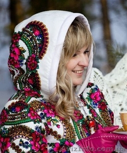 Костюм из платка утепленный двухсторонний в стиле Лурдес,  Матрешка,  Лав Кутюр #1102773