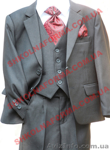 Костюм для мальчика черный в мелкую деликатную полоску Дипломат #1133259