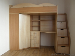 Кровать-чердак с рабочей зоной 