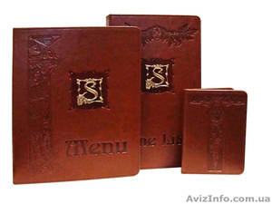Папки меню,  изготовление из кожи,  кожзама,  ламинированного картона (Киев) в Киев #1165392