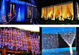 Светодиодный занавес купить  2х1 метра ,   монтаж новогодних украшений . #1159704