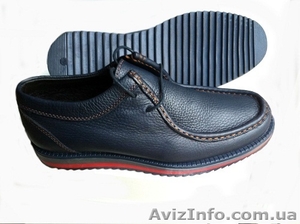 Ботинки мужские синие кожаные комфортные на цветной подошве. Низкие цены. #1206445