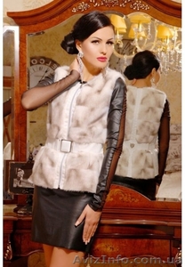 Жилет под норку Грация пряжка серый #1222485