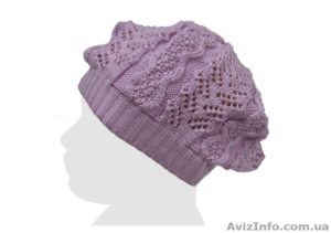 Ажурный берет демисезонный для девочек. Хлопок/вискоза. #1230909