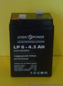 акб,  аккумулятор свинцово-кислотный 6V 4.5Ah (6в 4.5ач) LOGIC POWER для весов #1234195