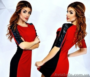 Платье с кожаными вставками #1239351