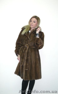 Молодежная норковая шуба песочного цвета. #1255815