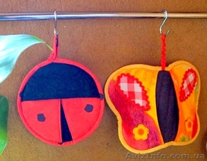 Прихватки на кухню для горячего ручной работы,  натуральные материалы #1245187