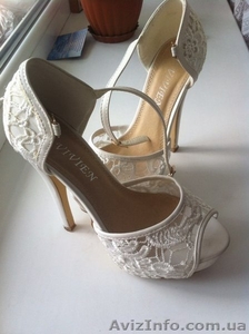 Свадебные туфли,  белые кружевные #1267159