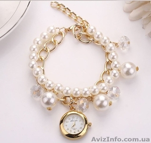 Комплект: женские часы с жемчужным браслетом +серьги #1274913
