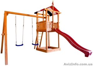 Детская башня с горкой деревянная #1282082