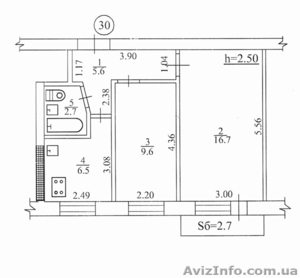Продам 2-х комнатную квартиру без ремонта – 42/27/6, 5 м.кв. кирпичный дом.  #1282059