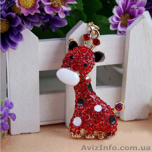 Брелок жираф со стразами,  брелок на ключи,  женский брелок #1288683