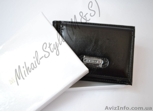 Чёрный кожаный зажим для купюр Monice на подарок #1294169