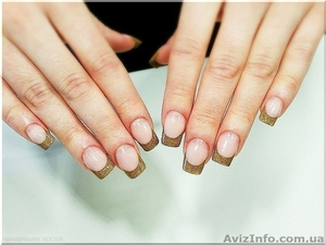 Наращивание ногтей акрилом французский маникюр Дворец Украина #1302934
