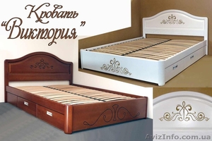 Кровать двуспальная деревянная с ящиками 