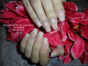 Коррекция ногтей акрилом,  наращивание,  худ.роспись,  маникюр. #1326328