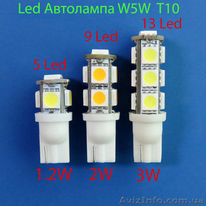 Светодиодная Led автолампа W5W T10 12V вольт #1320316