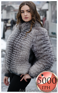 Куртка из меха блуфрост с кожаными вставками на заязах по акционнной цене #1354925