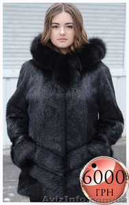 Полушубок из стриженой нутрии с песцовым воротником по акционной цене #1354928