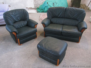 Диван+кресло+пуф из натуральной кожи в идеальном состоянии!Из германии #1373399