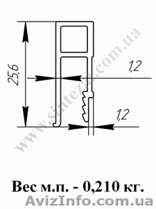 П-образный профиль для натяжных потолков,  пристенный 0, 210 кг м/п #1372674