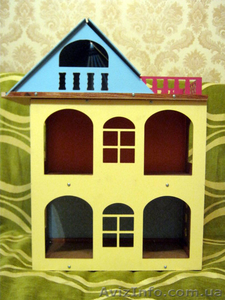 Желтый  разборной  домик для куколок до 18 см. #1386496