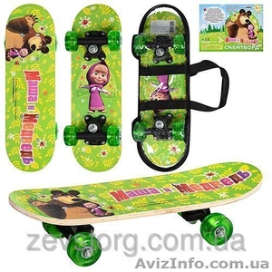 Скейтбордскейт детский мини Bambi Маша и медведь 43х13см #1416019