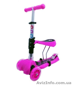 Музыкальный Самокат Scooter 3в1 розовый #1416089