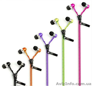 вакуумные на молнии наушники с микрофоном Zipper Earphones #1459071