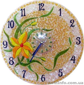 Декоративные часы для интерьера. Фьюзинг,  кристаллы Сваровски. #1454610