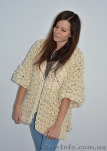 Молочный кардиган из толстой пряжи #1448779