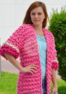 Длинный кардиган-пальто из толстой пряжи #1448777