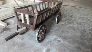 Декоративная телега. Возик. Візок. Тележка з дерева. Деревянные колеса для телег #1469314
