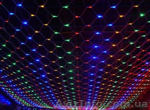 Светодиодная сеть,  2x 3m,  прозрачный кабель (мульти) #1493044