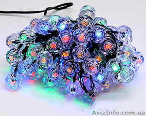 Гирлянда 2м,  100 led (разноцветные),  8 режимов,  с украшением на лампочку кристал #1493523